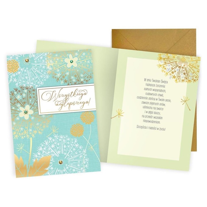 Felicitare KUKARTKA, set 2 tipuri de decoratiuni, interior colorat, B6, 16.6x11.7cm