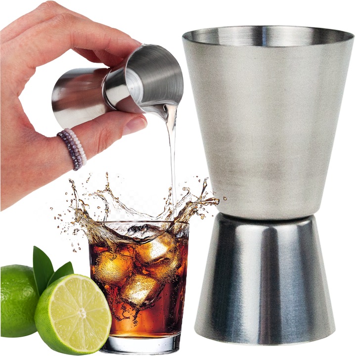 Set miere barmanesc, Top Gift, 25ml si 50ml, argintiu