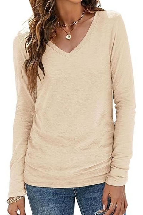 Női hosszú ujjú alkalmi blúz, krém, XL méret, TrendiMax