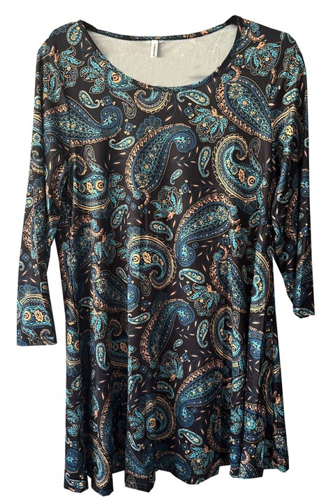 Bluza cu maneca 3/4 dama, turcoaz, model 2, marime M, Enmain