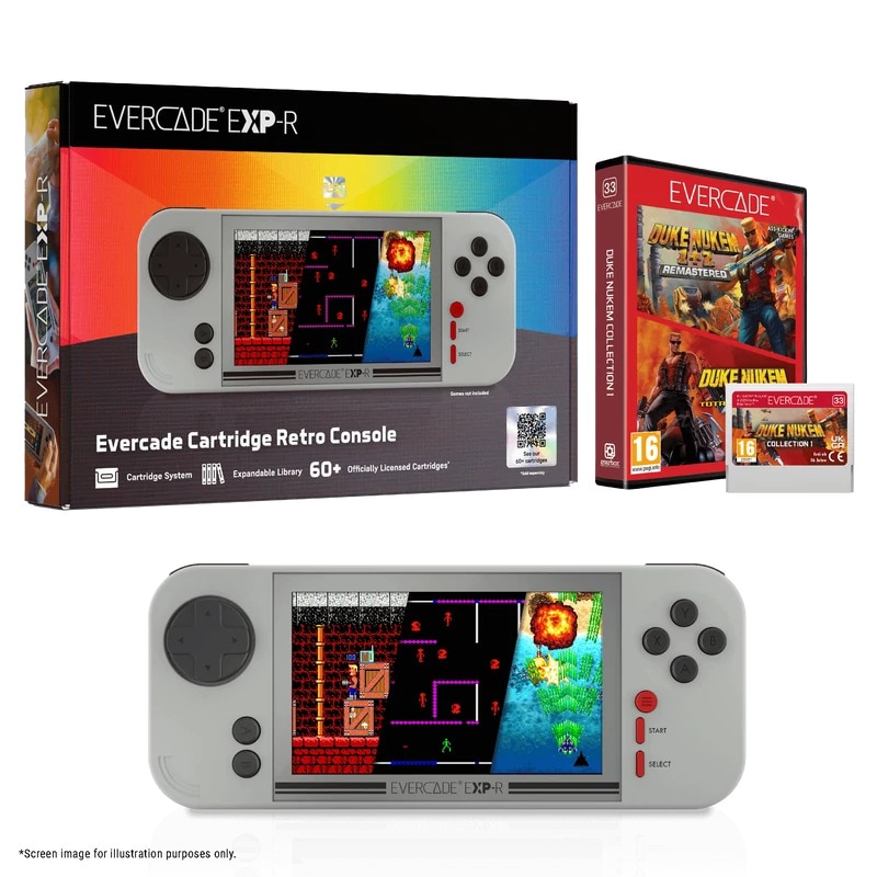 Consola de jocuri portabila, Evercade EXP-R Solo, IPS 800x480, Wi-Fi, USB-C, Editie Classic Retro, Colectia Duke Nukem 1