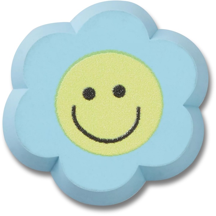 Crocs, Accesoriu incaltaminte Jibbitz, Smiley Blue Flower Eraser, Multicolor