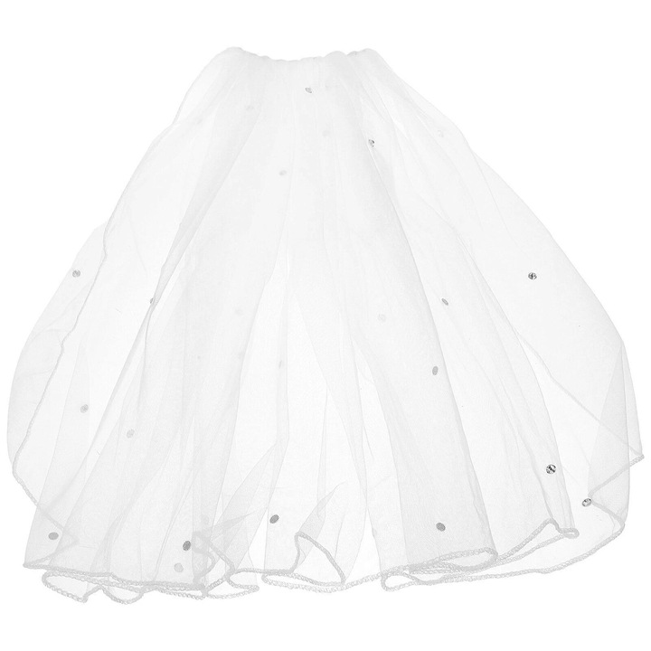 Булчински воал, бял, 43x20см, деликатен дизайн, аксесоар за сватба