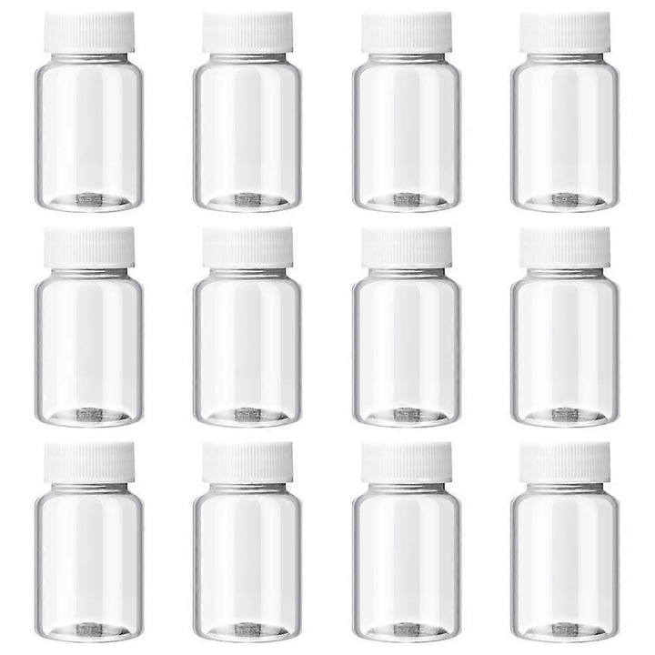 Комплект от 12 прозрачни PET бутилки, 100 мл, за мляко и сокове