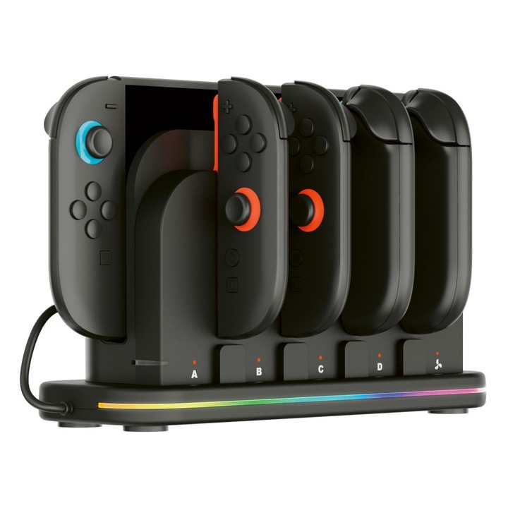 Докинг станция за конзола, Nacon Multicharge Dock Station, Nintendo Switch 2, RGB, Зарядно устройство за Joy-Con, Черно