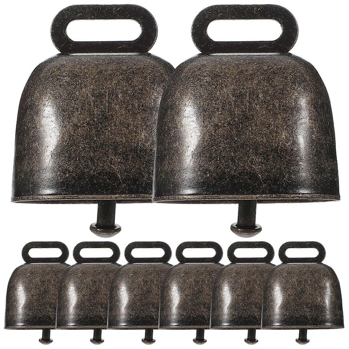 Комплект от 12 железни звънчета за животни, винтидж дизайн, 3.5x3.5x2.4см