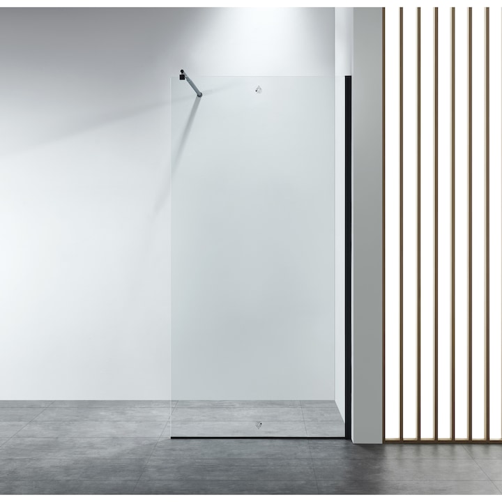 Paravan dus walk in Belform Infinity, 700x2000 mm, profil negru mat, sticla securizata 8 mm, nanoglass