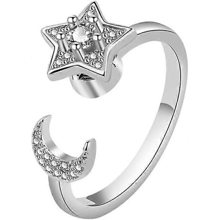 Szorongásoldó gyűrű, állítható, cirkónia kövekkel, ezüst