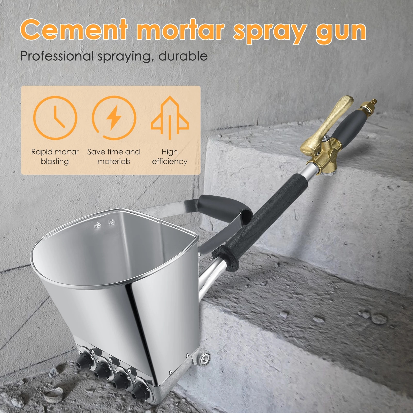 Mortare Pistol de pulverizare mortare ciment, Gun with 4 Jeturi, Hopper pentru ...