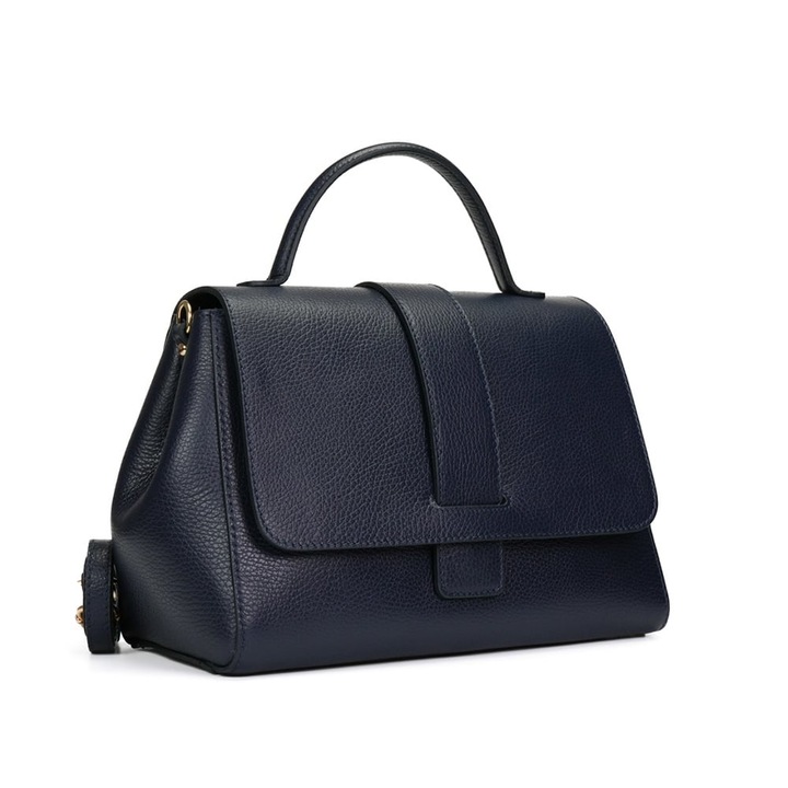 Poseta Piele Elvila - Bleumarin, Geanta Casual din Piele Naturala, Geanta, Genti