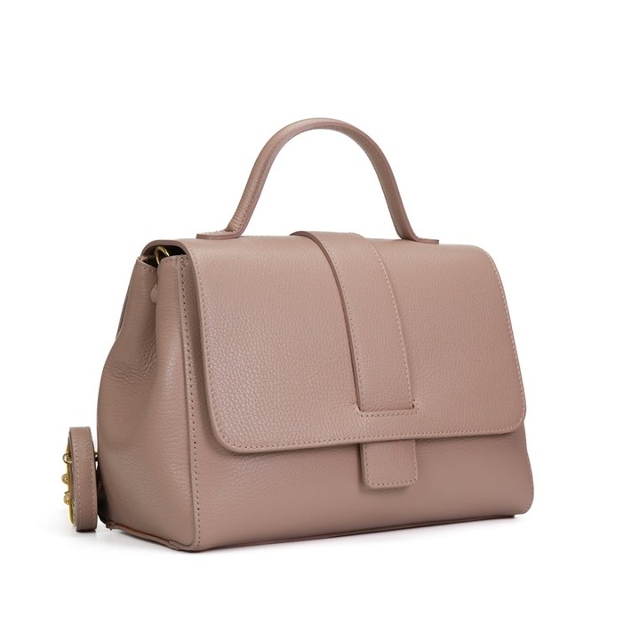Poseta Piele Elvila - Roz - Pudra, Geanta Casual din Piele Naturala, Geanta, Genti