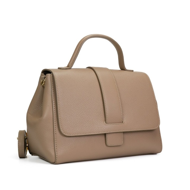 Poseta Piele Elvila - Crem, Geanta Casual din Piele Naturala, Geanta, Genti