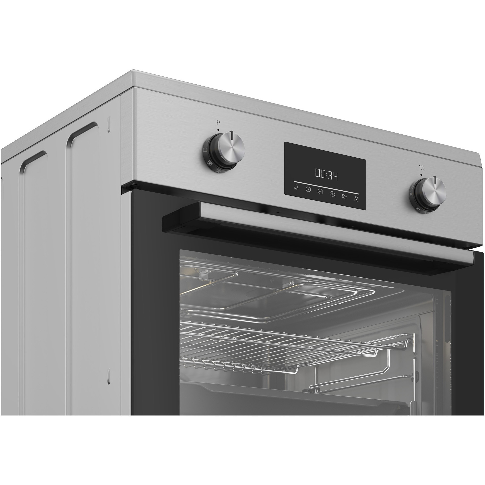 Aragaz Beko FBSM69301SXT, Electric, 4 zone de gatit, Booster, Gatire asistata de abur, Timer, Clasa A, 60 cm, Argintiu