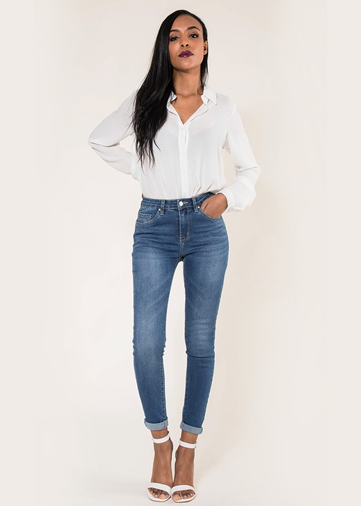 Дамски дънки сини Slim Nina Carter P078-1 M9 18401, Син