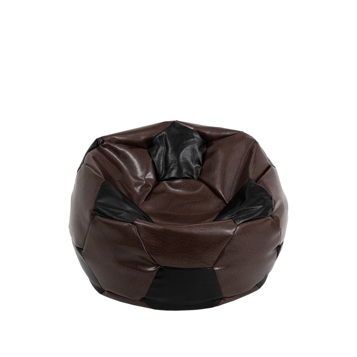 Fotoliu puf Baby Ball - imitatie piele - maro/negru