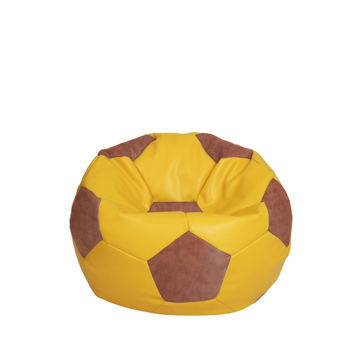 Fotoliu puf Baby Ball - imitatie piele - galben/coniac