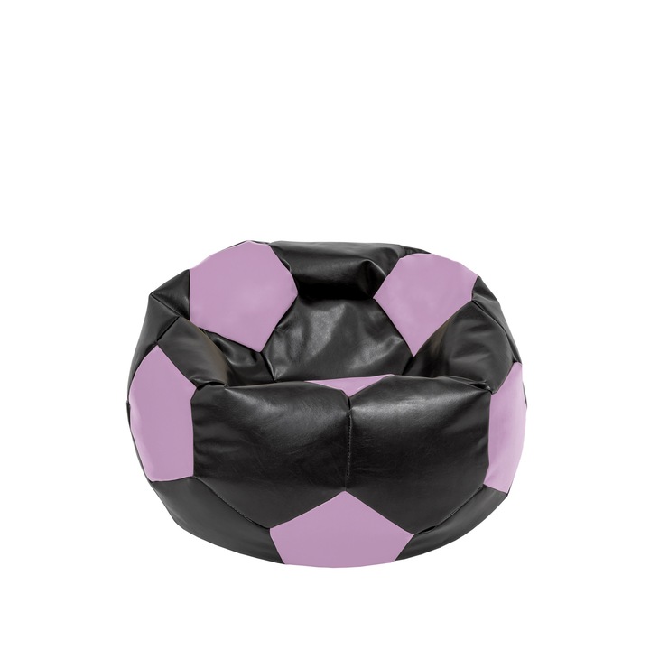 Fotoliu puf Baby Ball - imitatie piele - negru/mov