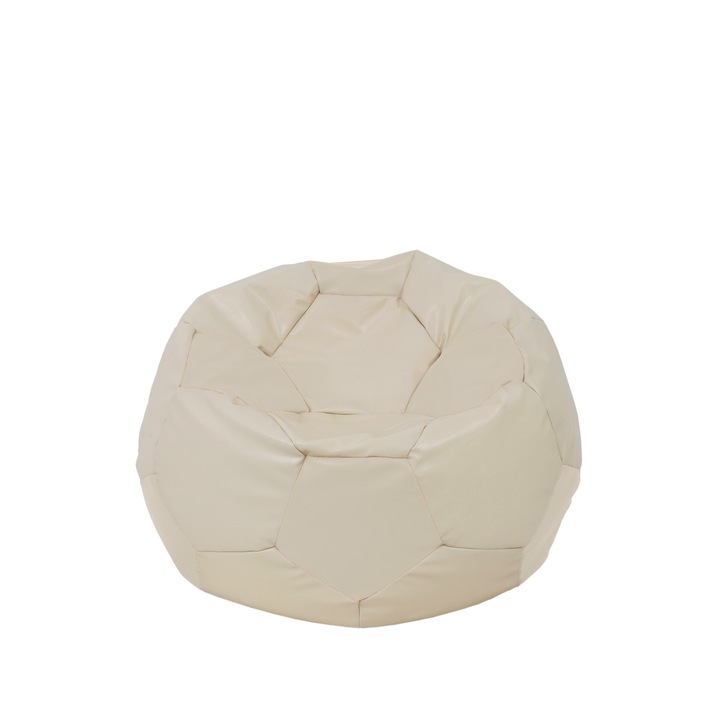 Fotoliu puf Depozitul de Scaune Baby Ball, imitatie piele, crem, 70 litri, dimensiuni medii