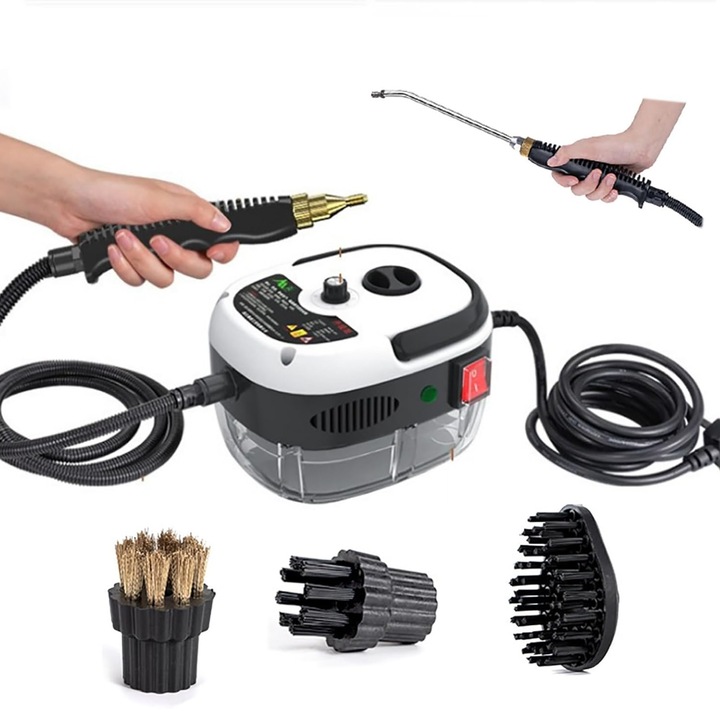 Gőztisztító, nagy nyomású, 2500W névleges teljesítmény, 10 másodperc alatt akár 105℃-os gőzt állít elő, eltávolítja a zsírt, koszt, port és foltokat különböző felületekről - STEAMAX HOME & MARKER®