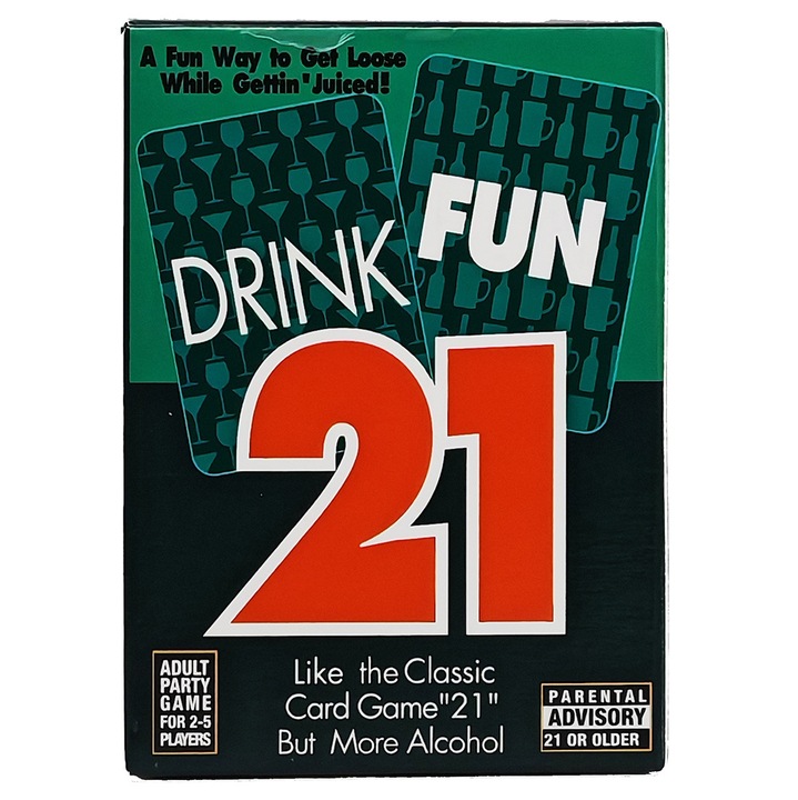 Társasjátékok, Drink Fun 21, kártyajáték szett partikra, 9x6.5cm