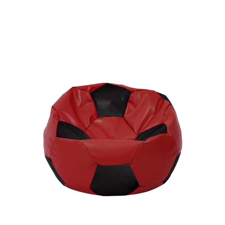 Fotoliu puf Baby Ball - imitatie piele - rosu/negru