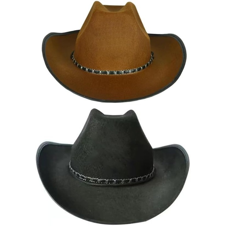 Set 2 Palarii Mascarada Cowboy HERUSI, Adulti, Negru