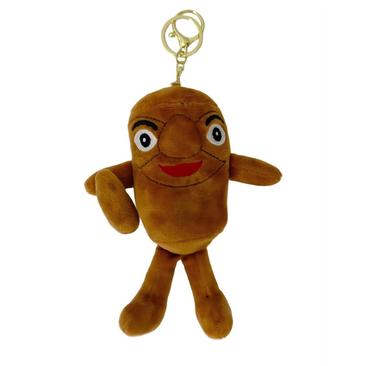 Jucarie Moale de Plus de Tip Breloc, Model Italian Brainrot Omul de Lemn Tung Tung Tung Sahur, 16 x 12 cm, Maro