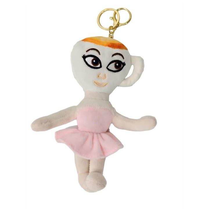 Puha plüss kulcstartó, olasz Brainrot Ballerina Cappuccina modell, 17 x 14 cm, rózsaszín