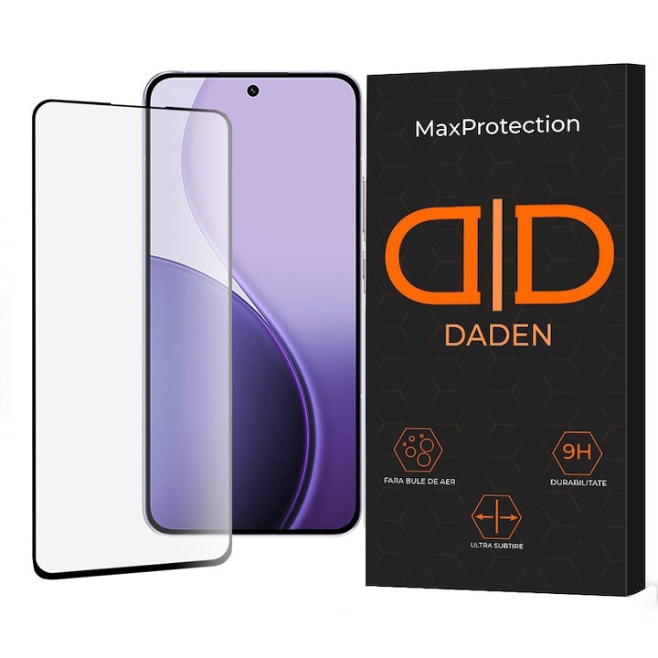 Folie Sticla pentru Oppo Reno 14 F / Reno 14 FS 5G Daden MaxProtection, Full Cover, Protectie Profesionala, Ultra Rezistenta, Calitate Premium