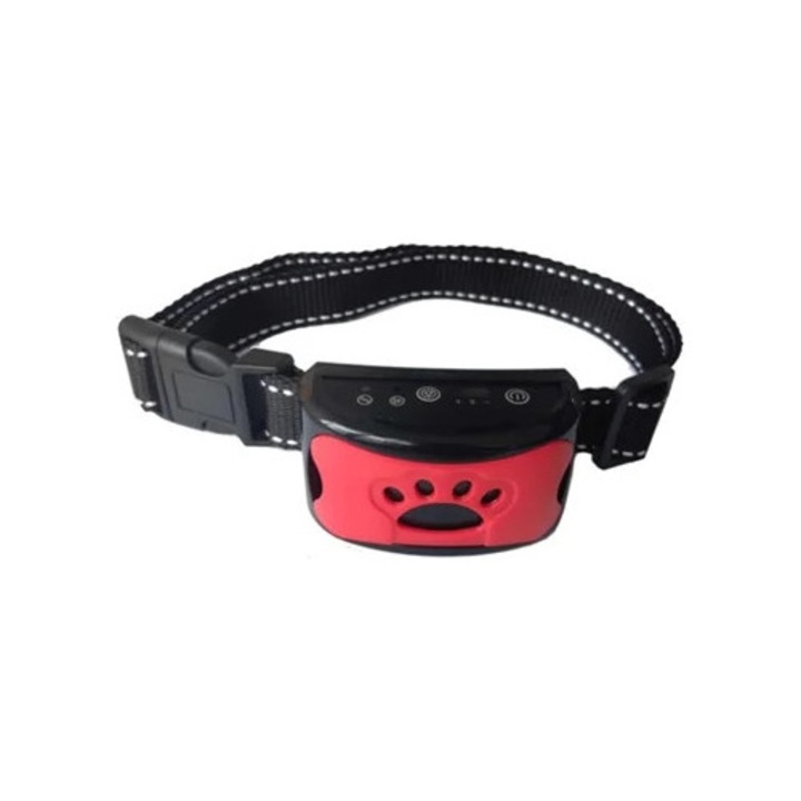 Zgarda electronica reincarcabila pentru caini, antrenament anti-latrat, rosie, pentru caini mici, medii si mari