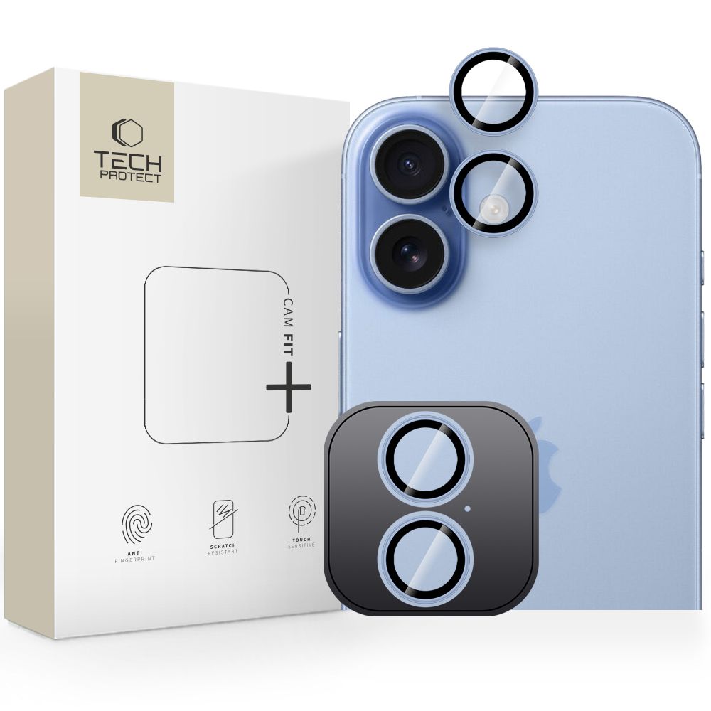 Folie sticla camera foto Tech-Protect CamRing Fit Plus compatibila cu iPhone 17, Albastru