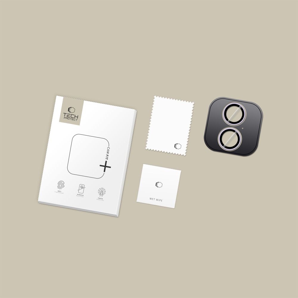 Folie sticla camera foto Tech-Protect CamRing Fit Plus compatibila cu iPhone 17, Mov