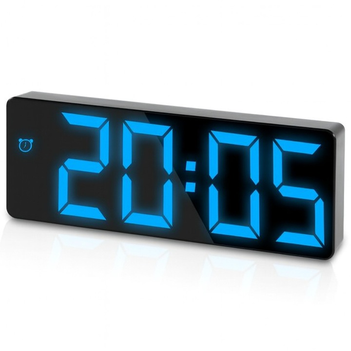 Nagy kijelzős kék LED fényű ébresztőóra (hálózatról és elemmel is működtethető)