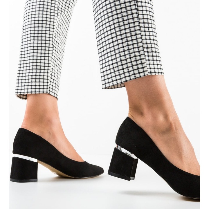 Pantofi dama dEpurtat Negri, piele intoarsa, Negru