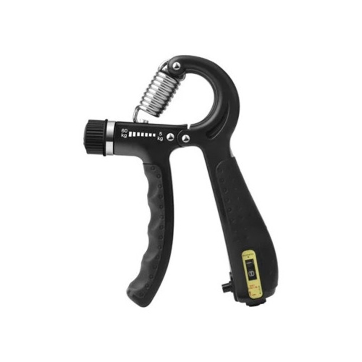 Extensor manual cu contor 5-60 kg, ajustabil, pentru antebrat, negru