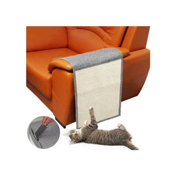 Protector de canapea din sisal pentru pisici, gri deschis, set