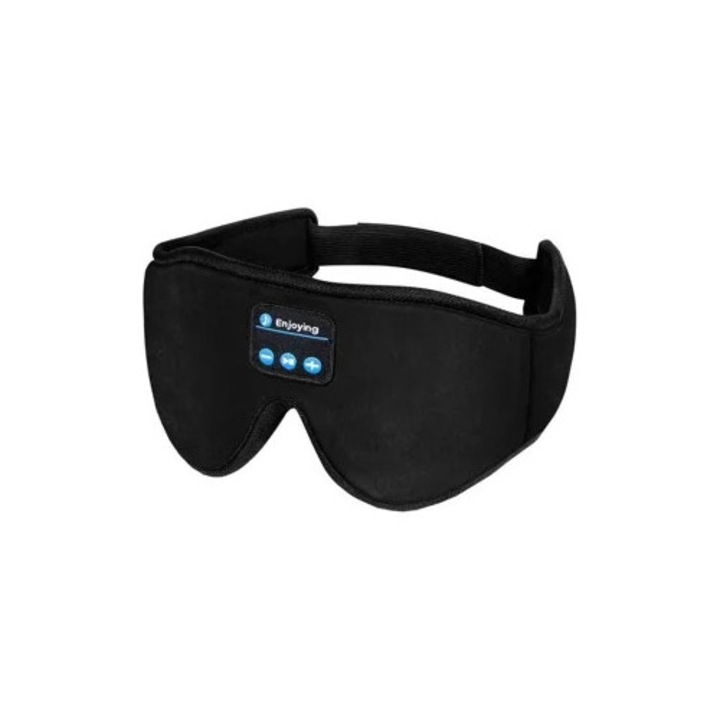 Masca de som Bluetooth 3D cu difuzoare stereo, microfon, neagra, accesorii articole de voiaj