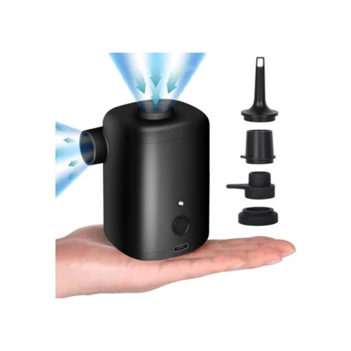Bomba de Aer Electrica Portabila cu Baterie 3000mAh, Set cu 4 Bice