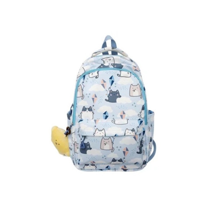 Ghiozdan pentru fete, capacitate mare, albastru