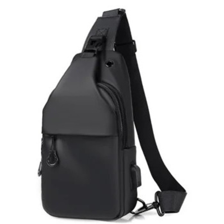 Kis válltáska, oldaltáska, uniszex, fekete, túrázáshoz és kerékpározáshoz