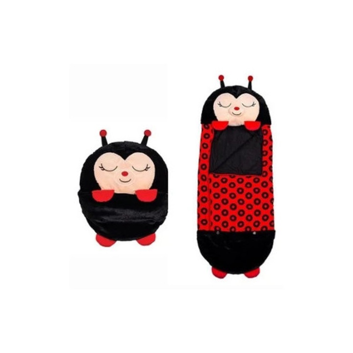 Sac de dormit copii, 180x70cm, negru/rosu