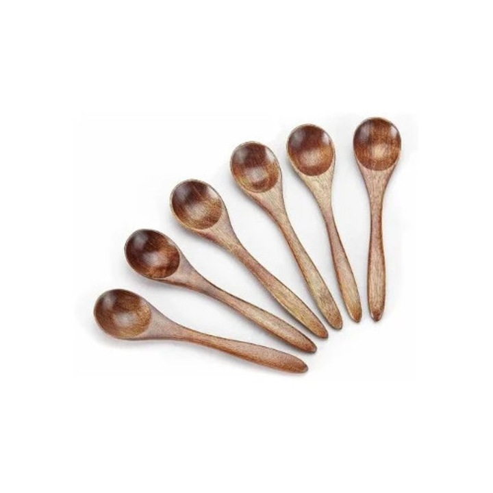 Set 6 linguri mici din lemn pentru ceai