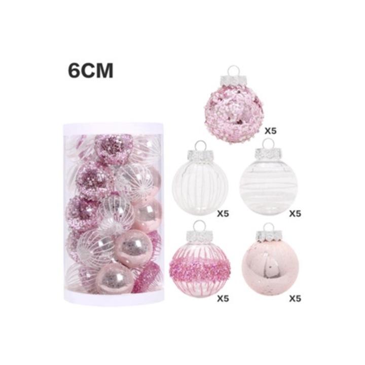 Globuri de Craciun set 25 buc, inquebravile, multicolor