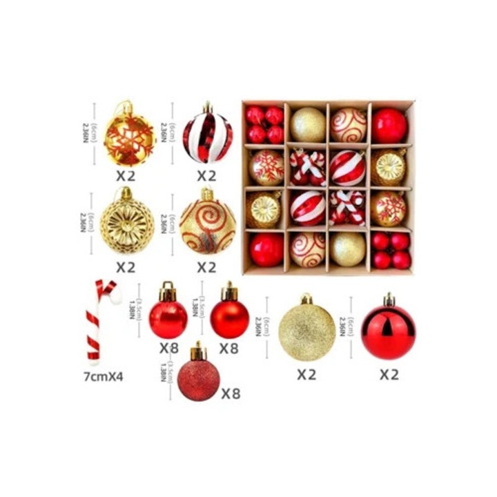 Set de 40 globuri de Craciun pentru decorarea bradului