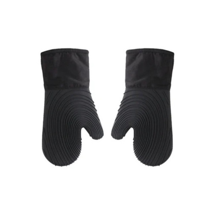Manusi de bucatarie din silicon, anti-escaldare, antiderrapante, set 1 par, negru