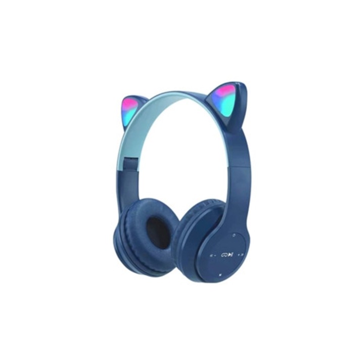 Vezeték nélküli fejhallgató macskafülekkel, sötétkék