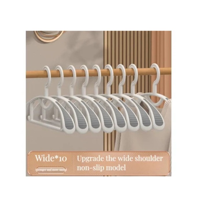 Set 10 Umerase pentru Haine Premium, Alb