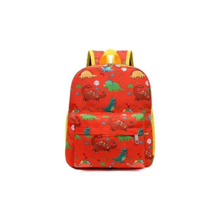 Rucsac copii, desen dinozaur rosu