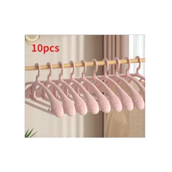 Set 10 umerase din plastic antiderapante, roz