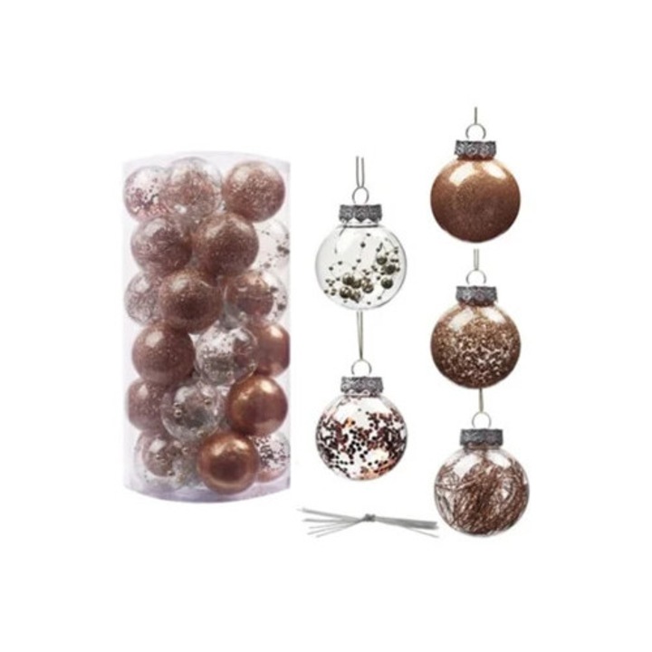 Set 30 Globuri de Craciun 6cm Plastice Inoxidable Multicolor